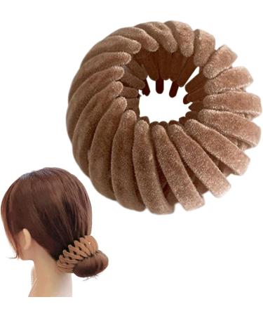 Magic Hair Clips - Bird Nest Ponytail Holder Lazy Hair Bun Maker | Bird Nest Velvet Magic Hair Clip Three Rows Teeth Styling Supplies for Making Ponytail Bun Long Short Curly Straight Hair Khaki - Buy Online on GoSupps.com