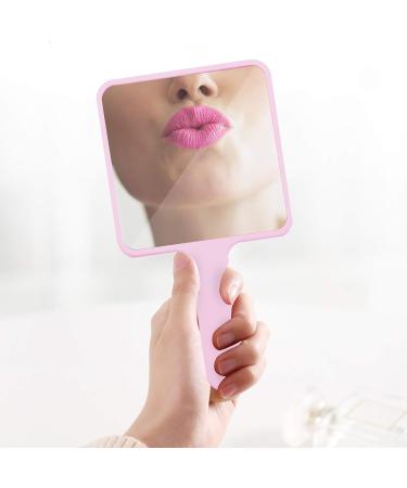 SOLUSTRE Square Hand Mirror - Pink | Handheld Cosmetic Mirror for Makeup, Salon & Hairdressing - Buy Online on GoSupps.com