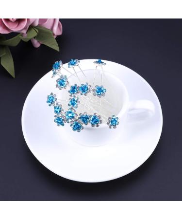 Frcolor 20Pcs Strass Hairpins - Blue Flower Hair Needles for Wedding & Bridal Updos - U-Shaped Hairdress Accessories - Buy Online on GoSupps.com