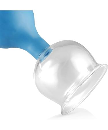 Pulox Cupping Glass Set - Real Glass Cupping Cups with Suction Balls (52mm & 62mm) - Blue | International Shipping Available - Buy Online on GoSupps.com