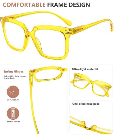 Eyekepper High Quality Oversized Rectangular Reading Glasses for Women - Yellow +2.00 Reading Aid - Buy Online on GoSupps.com