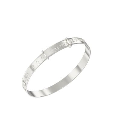 Aeon Jewellery Expanding Baby Bangle - 925 Sterling Silver | Bracelet Engraved With Nursery Rhyme | Perfect as a Christening for a Boy or Girl | Gift Box & Polishing Cloth Included