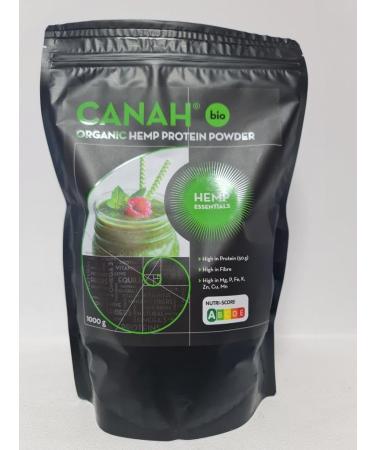 Canah Organic Hemp Protein Powder 1kg Vegan High in Protein Fibre Omega 3 & Omega 6 Amino Acids Vitamins and Minerals Certified Kosher + Free Bonus Recipes Hemp 1 kg (Pack of 1)