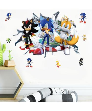 Speed Power Red Hedgehog Anime Cartoon Wall Stickers 3D Breaking Wall Decals - Wall Decor for Bedrooms & Living Room - Buy Online on GoSupps.com