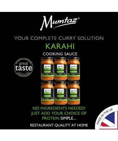 Mumtaz KARAHI Indian Curry Cooking Sauce - Pack of 6 x 350g - Restaurant Quality At Home - Serves 4-5 - Buy Online on GoSupps.com