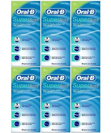 Oral-B Super Floss Mint Dental Floss for Braces Bridges - 300 Strips (6 Pack) - Buy Online on GoSupps.com