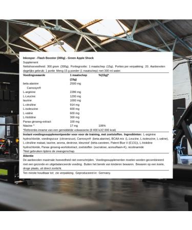 Inkospor XTreme Flash Booster Green AppleShock 300 g blik Green Apple Shock 300g - Buy Online on GoSupps.com