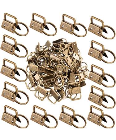 Qovydx 1 inch Key Fob Hardware Kits 1  Keyfobs Hardware Bulk for Keychains Fob Wristlet Hardware with Key Ring for Lanyard Bronze key fob hardware