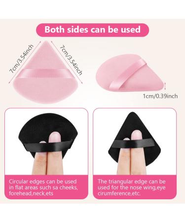 6 PCS Pure Cotton Soft Makeup Powder Puffs - Triangle Wedge for Loose Powder, Mineral Powder, Body Powder - 3 Black + 3 Pink - Velour Cosmetic Foundation Sponge - Buy Online on GoSupps.com
