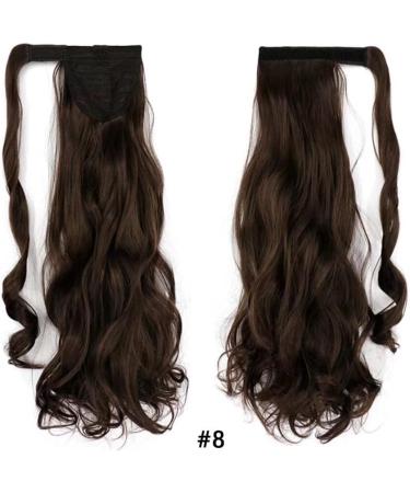 iLUU Long Curly Wavy Ponytail Extension Synthetic Hairpiece Wrap Around Clip in Ponytail Hair Extensions #8 Chocolate Brown Natural Hair Ponytails for Women Girl Lady Magic Paste Ponytail (18" 100g) #8-chocolate brown - Buy Online on GoSupps.com