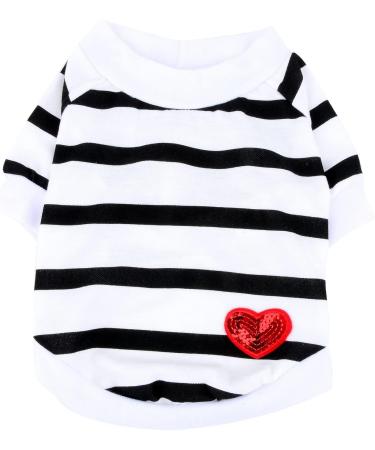 Zweitea Summer T-Shirt for Small Dogs - Striped Heart Sweatshirt Soft Cotton Puppy Clothes | Chihuahua Clothing M - Buy Online on GoSupps.com
