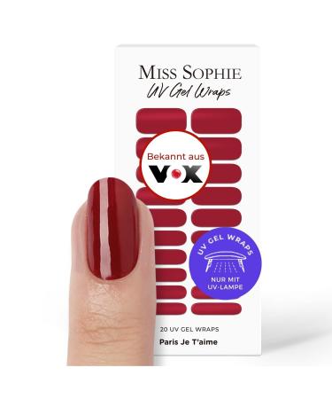 Original Miss Sophie UV Gel Nail Foils Paris Je T'aime UV I 20 UV Gel Nail Polish Strips Plain I For Fingers & Toenails