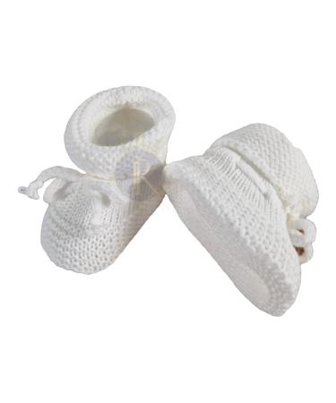 Royal Icon Baby Booties 0-3 Months - Baby Boys Girls Booties Warm and Safe Baby Slippers - Knitted Bow Baby Boots - Newborn Bootees for Babies Ri359 0 Months White Ri359
