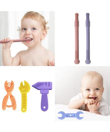AUXHCYL 6 Pack Silicone Baby Teething Toys for 0-6 Months - Hammer, Wrench, Spanner, Pliers Shapes - Molar Teether Chew Toys for Infants - Buy Online on GoSupps.com