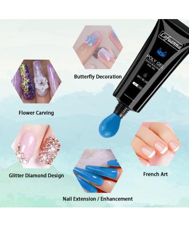 Lofuanna Poly Nail Set - 15ml x 2 | Gel Nail Extension Kit for Technicians & DIY | Blue Acrylic Nail Gel for Quick Building - Buy Online on GoSupps.com