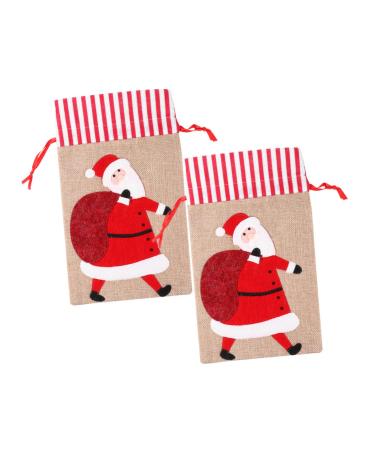 Anneome Party Snack Pouch 2 Pcs Christmas Storage Bag Candy Bags Christmas Bags Candy Drawstring Bag Decorative Items 30X18CM As Shown