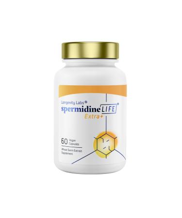 Longevity Labs+ spermidineLIFE Extra+ Natural Supplement Non-Synthetic Plant-Based Wheat Germ Extract with High Spermidine & Zinc for Cell Renewal Vegan for Women & Men 60 Capsules