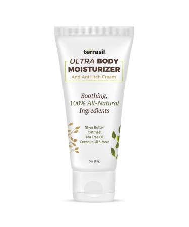 All Natural Dry Skin Body Lotion for Women Moisturizer Cream by Terrasil | Shea Butter Tea Tree Lavender Peppermint Coconut Oil Oatmeal Vitamin E | Anti Itch | 3 oz (85g) Tube