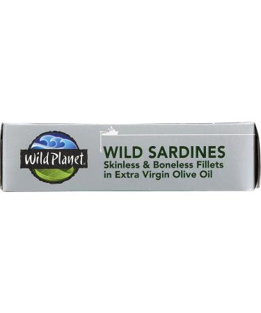 Wild Planet Wild Sardines in Extra Virgin Olive Oil - Skinless, Boneless, Keto & Paleo - 4.25oz (Pack of 12) - Buy Online on GoSupps.com