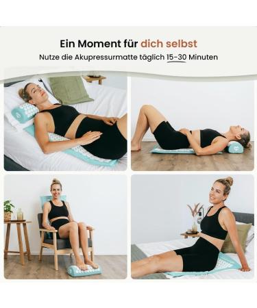 BRELLAVIO Acupressure Massage Mat with Pillow - Pastel Turquoise Acupuncture Relief for Back Neck Shoulders & Feet - Ultimate Relaxation & Tension Relief - Buy Online on GoSupps.com