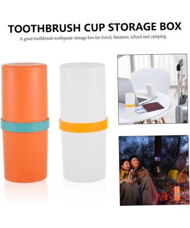 Beavorty Toothbrush Holder Set - 6-Piece Travel Organizer & Toothpaste Grinding Cup - White & Orange - Durable Toothbrush Case & Accessories - Buy Online on GoSupps.com