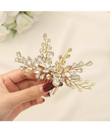Gold Rhinestone Wedding Hair Comb - Catey Crystal Bride Hair Accessory - Buy Online on GoSupps.com