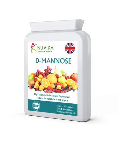 D-Mannose 500mg Capsules 90 D Mannose Capsules Pure Form for Enhanced Absorption Vegan and Vegetarian Friendly