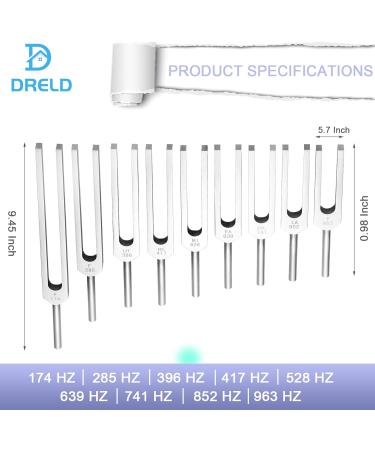 Dreld 9 Solfeggio Tuning Forks Kit Healing Forks with Silicone Hammer and Bag for DNA Repair Healing Sound Therapy Perfect Healing Musical Instrument Balancing Healers (Silver-1) - Buy Online on GoSupps.com