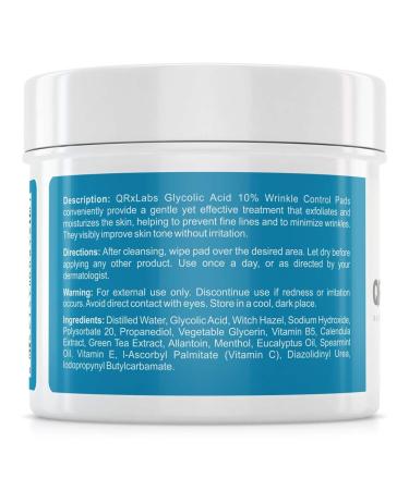 10% Glycolic Acid Wrinkle Control Pads for Face & Body - Smooth & Prevent Wrinkles, Allantoin, Vitamins B5, C & E - Buy Online on GoSupps.com