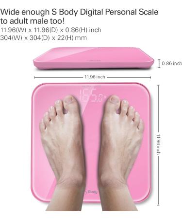VisionTechShop S Body Digital Bathroom Scale - High Precision, Ultra Wide, 396lb Capacity, Pink - Buy Online on GoSupps.com
