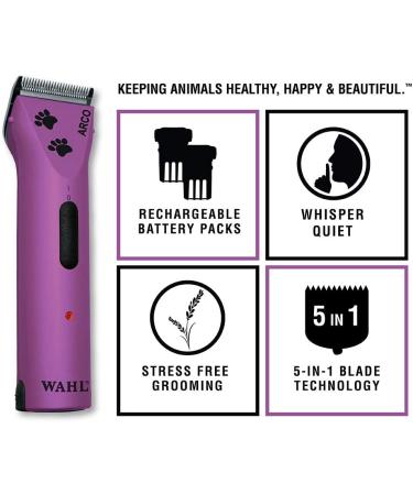Wahl Arco Pet Clipper Kit - Cordless, Professional Grooming Tool for Dogs, Cats, and Horses in Purple - Buy Online on GoSupps.com
