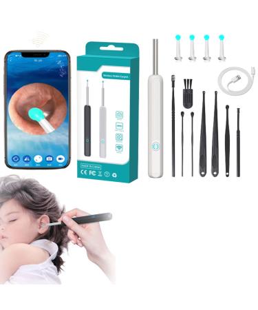 Wi-Fi Visible Wax Elimination Spoon - Visible Ear Wax Removal Tool - HD 1080P Endoscope Ear Spoon Ear Cleaner Otoscope - Ear Wax Cleaner USB Load Otoscope - Ear Wax Removal Kit for Phones (White)