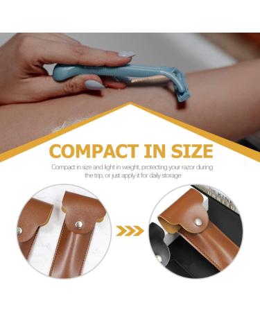 Minkissy Razor Storage Shell Case - Travel Case for Safety Razors | PU Shaving Container - Brown - 13x4x1cm - Buy Online on GoSupps.com
