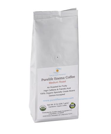 PureLife Organic Enema Coffee - 1/2 LB - Specialty Grade & Air Roasted For Purity and Potency- Ground - Gerson Specific