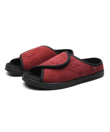 KXSM Ladies Diabetic Slippers Adjustable Open Toe Swollen Feet Slippers with Memory Foam and Rubber Sole Comfortable Diabetic Arthritis Edema House Shoes Red 41 41 Red