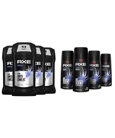 AXE Antiperspirant Deodorant for Men Phoenix 4PK 48H Sweat & Odor Protection for Long Lasting Freshness & Body Spray Deodorant For Long Lasting Odor Protection