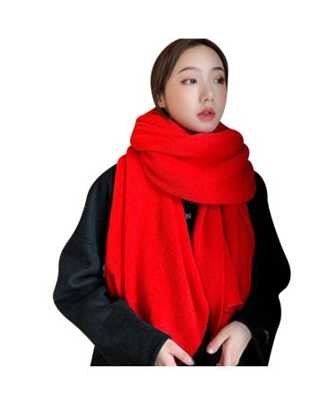 Winter Scarf Women Black With Buttons Ladies Knitted Scarf with Wool Flowers Cover Hood Scarf Bib Triangular Scarf One Size Red