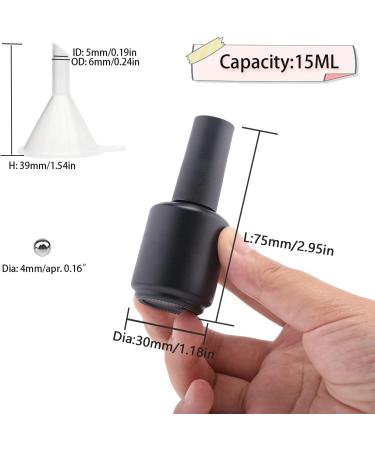 Agidea 15ML Empty Gel Nail Polish Bottles - Pack of 6, Matte Black Opaque Refillable Bottles with Brush, UV Safe with Mixing Balls & Funnels - Buy Online on GoSupps.com