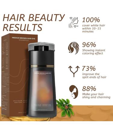 NHPY Medium Brown Hair Dye Shampoo for Gray HairInstant Hair Color Shampoo for Men and WomenBotanical Formulation No Hair Damage No Bleach Medium Brown - Buy Online on GoSupps.com
