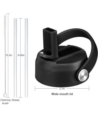 CHEETAH Replacement Straw Lid for Hydroflask Wide Mouth - Black, Fits 12-64oz Bottles, Includes Straws Brush - Compatible with Other Brands - Buy Online on GoSupps.com