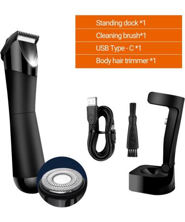 2-in-1 Dual-Sided Electric Pubic Hair Trimmer for Men - IPX7 Waterproof Body Groomer with LED Light and Detachable Ceramic Blade - Buy Online on GoSupps.com