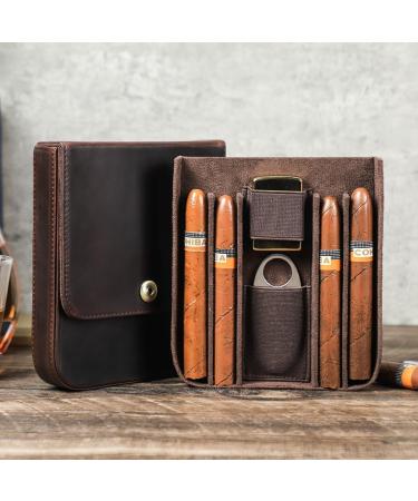 LYGA Real Leather Portable Cigar Humidor Men's Business Cigar Bag Portable Multi-Functional Cigar Bag 4 Cigar Storage Bag. - Buy Online on GoSupps.com