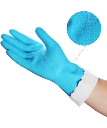 Reusable Household Cleaning Gloves - Latex Free, Waterproof, Non-Slip - 2 Pairs with Cotton Lining (Medium) - Blue+Pink - Buy Online on GoSupps.com