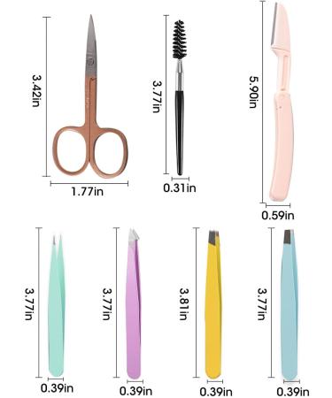 WUBAYI 7Pcs Stainless Steel Tweezers Kit for Facial Hair Removal - Professional Eyebrow Tweezers Set for Men & Women - Buy Online on GoSupps.com