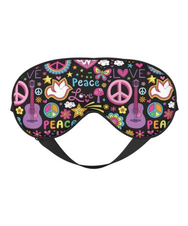 Peace Love and Dove Flower Power Sleep Mask Adjustable Double -Sided Eye Mask Soft Sleeping Eye Covers for Sleeping Perfect Shading Reduce Eye Edema