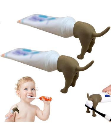 Dog butt toothpaste dispenser 2 pieces of dog-outside toothpaste lid funny toothpaste donor pooping dog butt tooth paste topper funny gag gift for at home bathroom