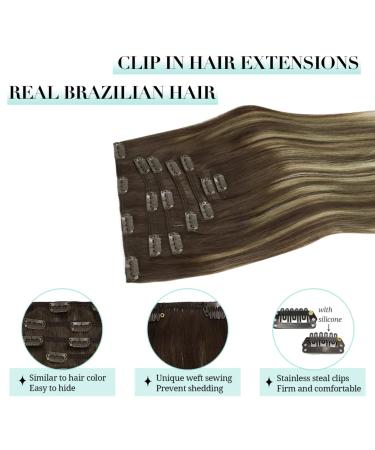Doores Real Hair Extensions Clip-In | Balayage Chocolate Brown to Honey Blond | 60cm 24 | 120g Remy Hair | Thick Straight Extensions - Buy Online on GoSupps.com