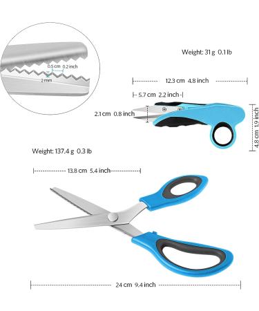 Asdirne Professional Zig Zag Pinking Shears with Rubber Grips - 9.4 Inch, Set of 2 - Buy Online on GoSupps.com