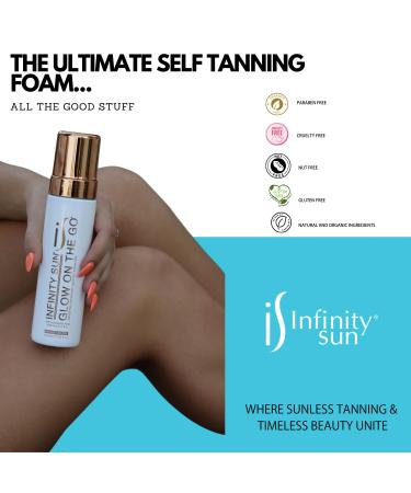 Infinity Sun Glow on the Go - Quick Dry 2 Hour Self-Tanning Mousse & Streak-Free Applicator Mitt (7 oz - Buy Online on GoSupps.com