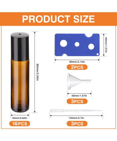 Esteopt 16PC Essential Oil Roller Ball Bottles - 10ml Portable Glass Perfume Bottles with Stainless Steel Rollers for Wellness & Massage - Buy Online on GoSupps.com